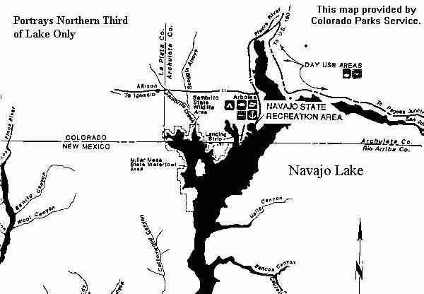 Map of northern third of Navajo Lake